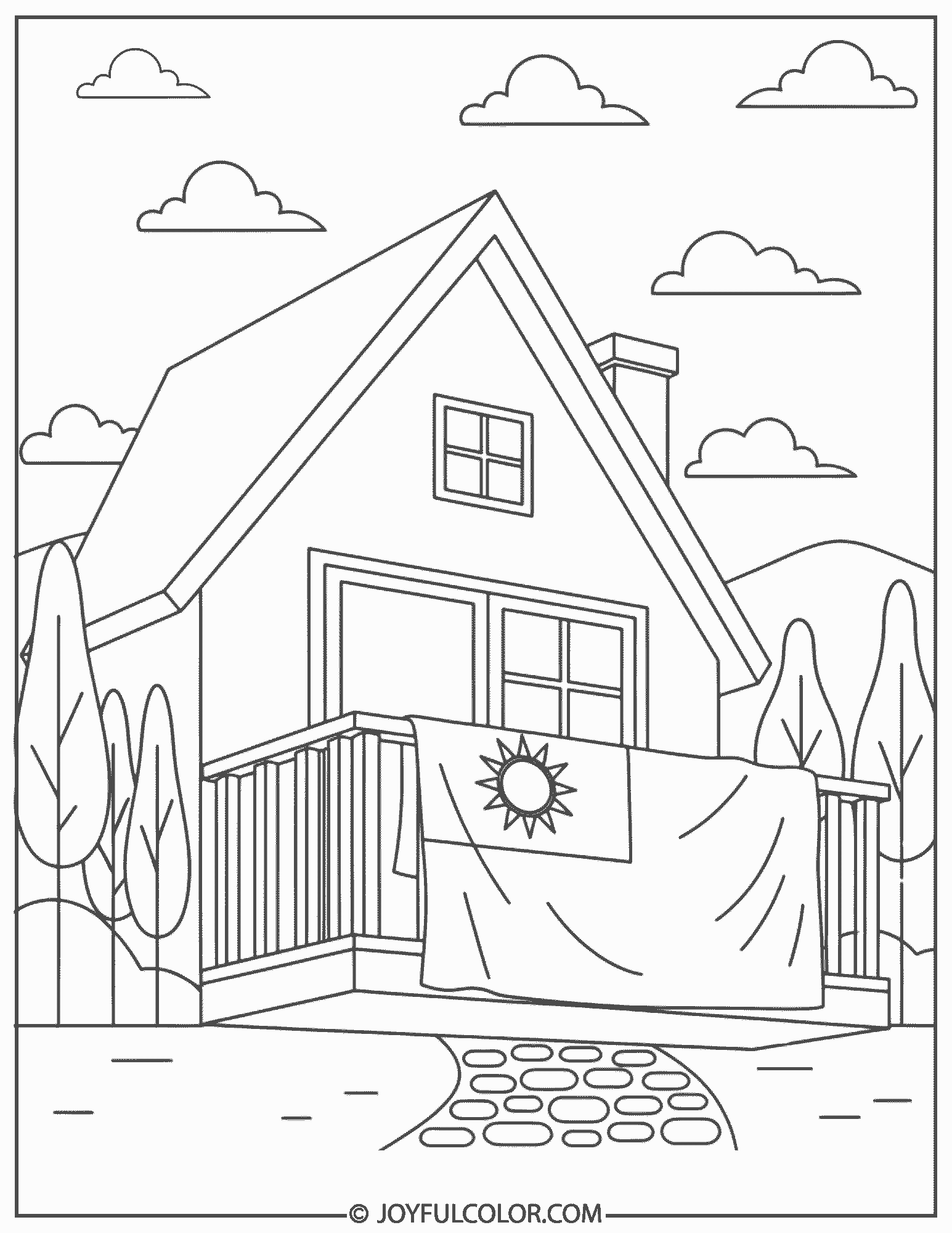 Taiwan Flag Balcony Display Coloring Page 01