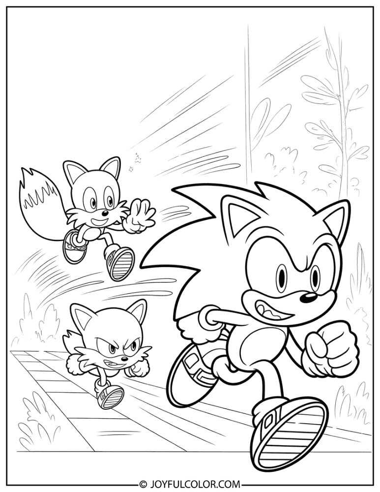 Team Sonic Action Pose Coloring Page