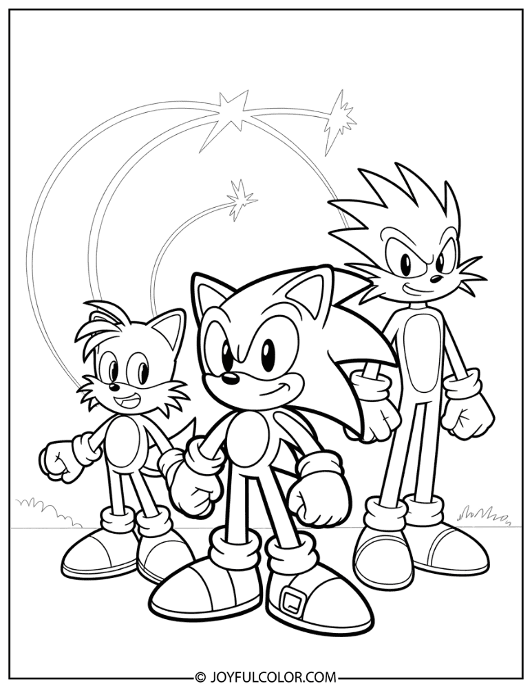 Team Sonic Trio Coloring Page