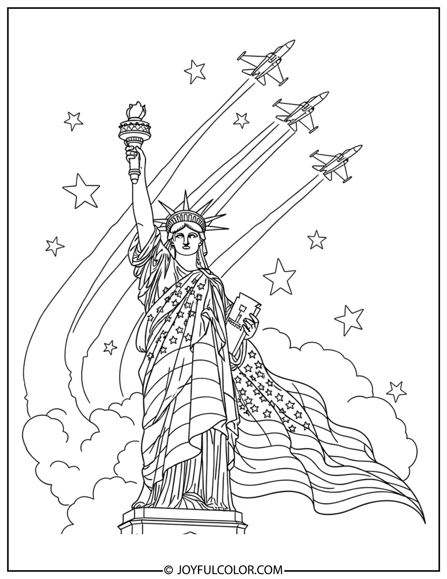 Statue of Liberty with Flag