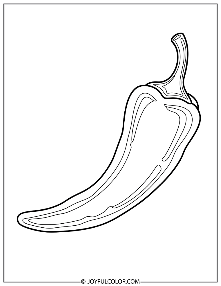 Thick-Line Chili Pepper Coloring Page