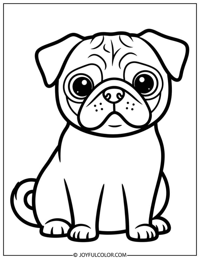 Thick Line Pug Coloring Page