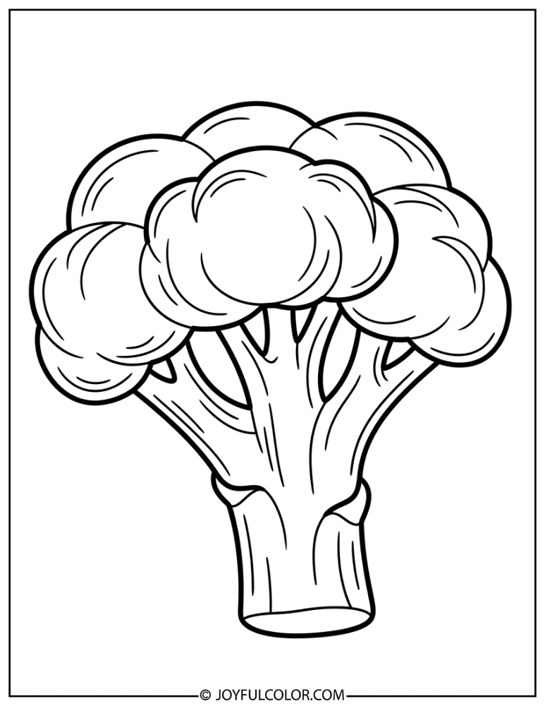 Thick Outline Broccoli Coloring Page