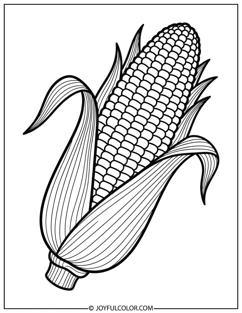 Thick Outline Corn Coloring Page