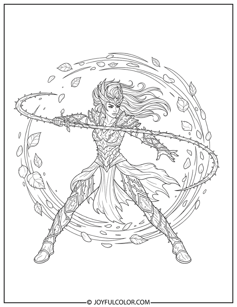 Thorn Rose Nature Warrior Coloring Page