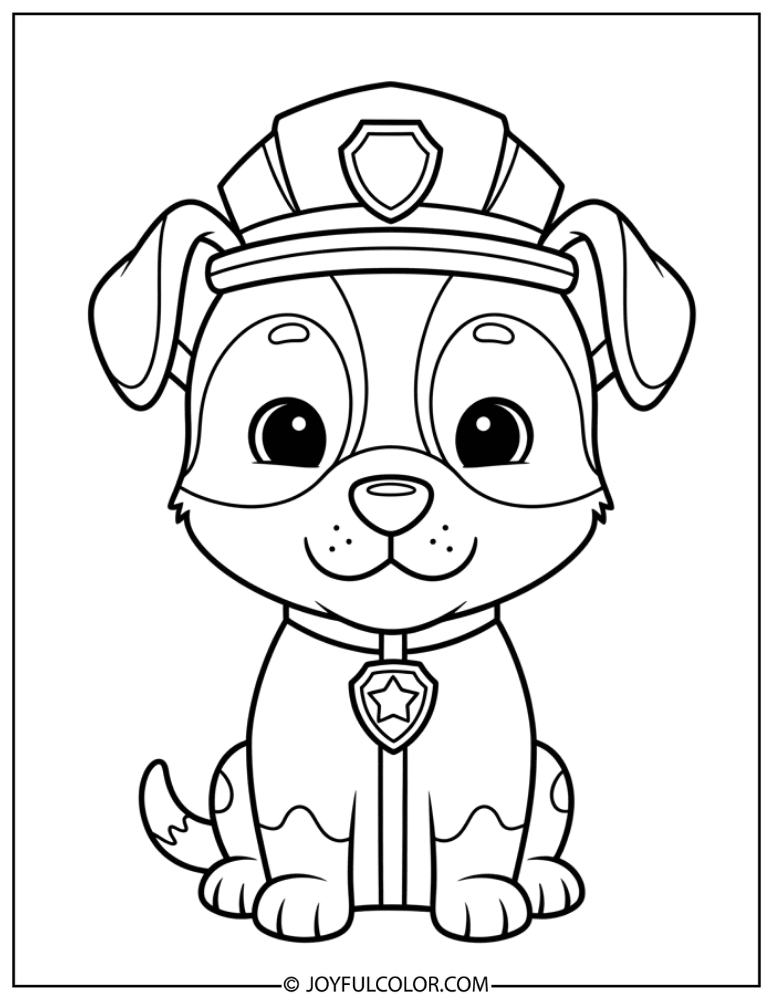 Tiny Police Dog with Badge Coloring Page