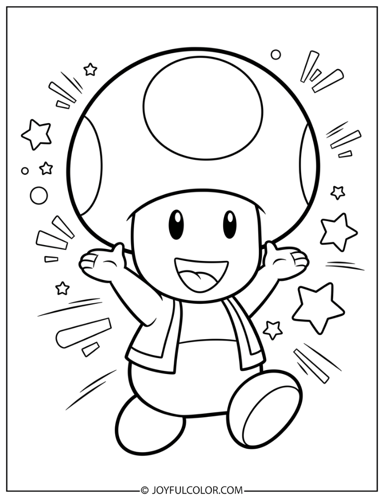 Toad Happy Coloring Page