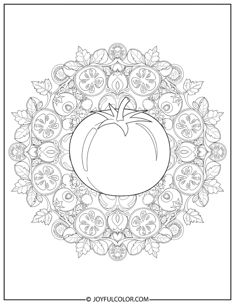 Tomato Mandala Coloring Page