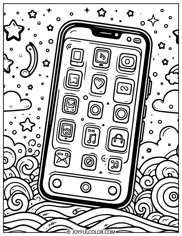 Cell Phone Coloring Page
