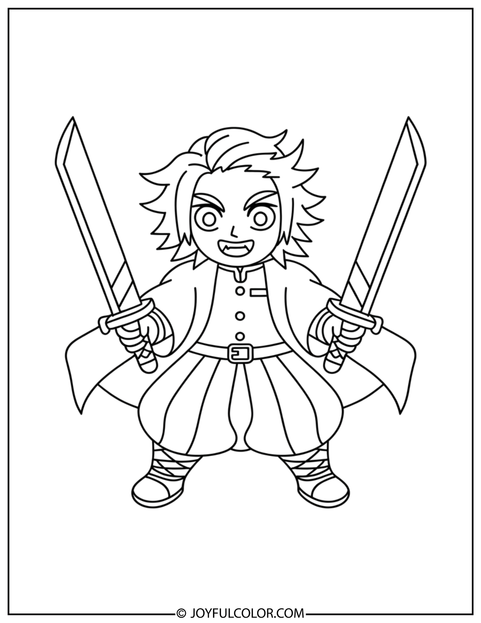 Twin Sword Fighter Coloring Page