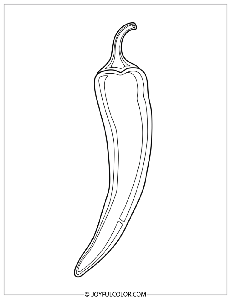 Twisting Chili Pepper Coloring Page