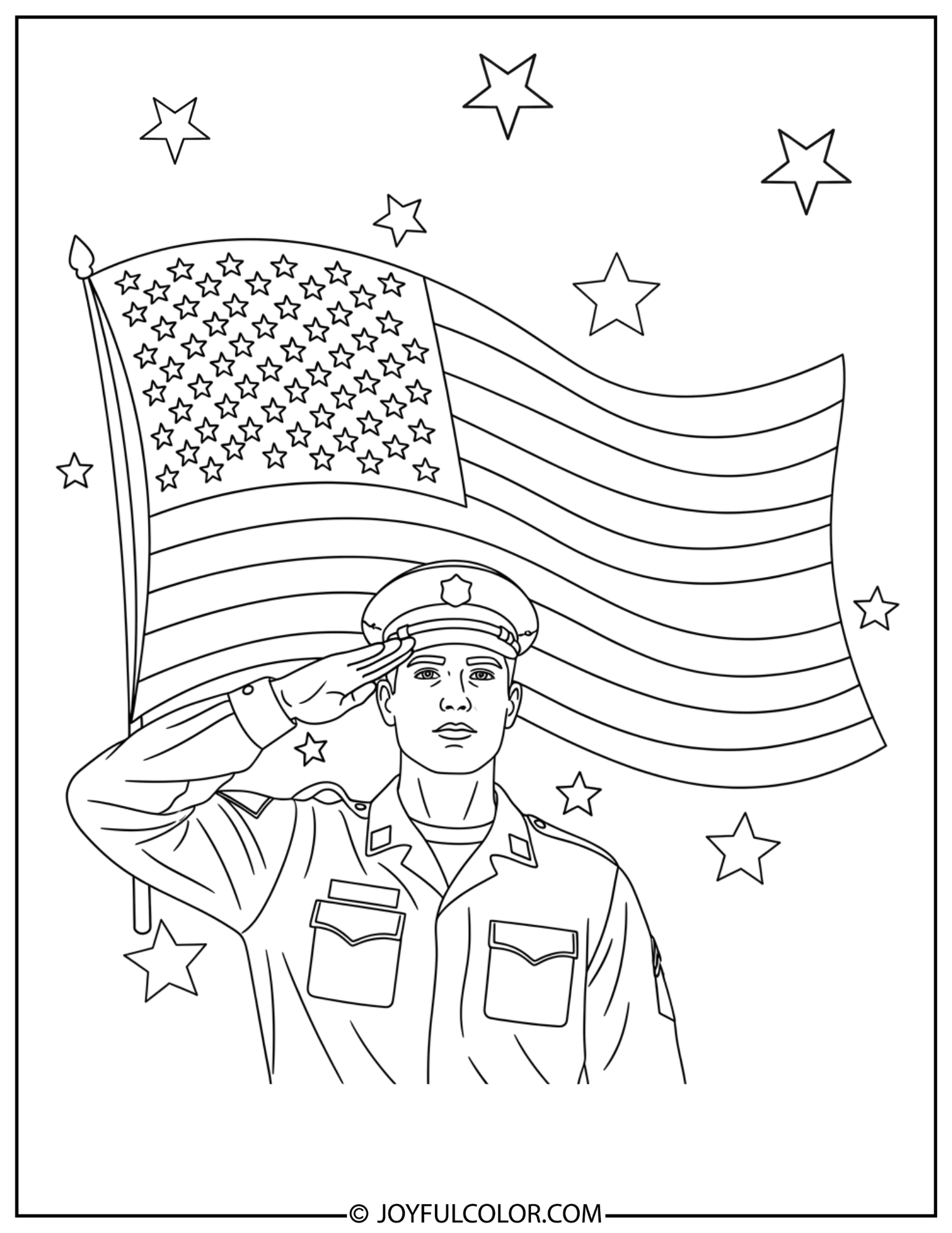 Soldier Saluting Flag