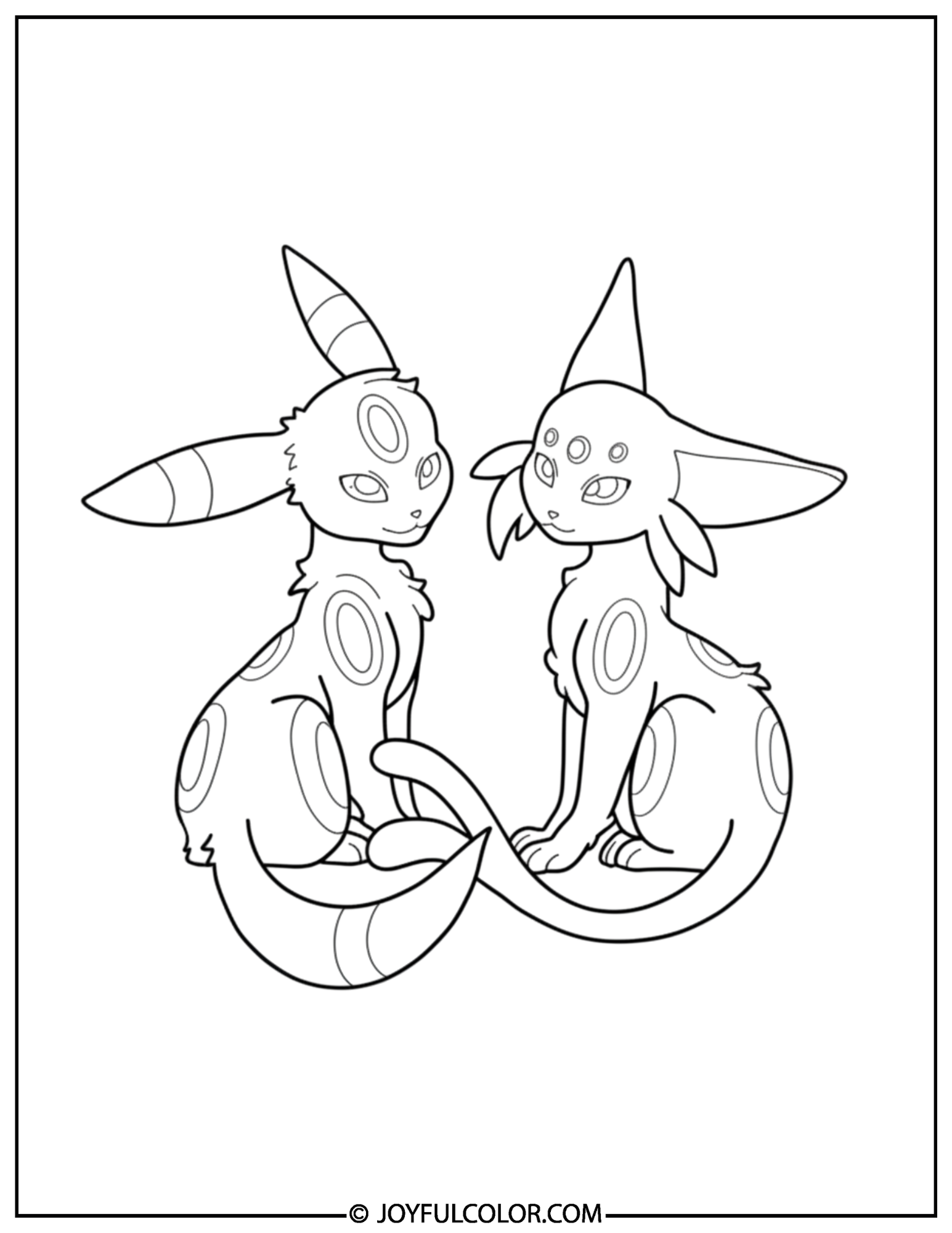 Umbreon Espeon Together Coloring Page