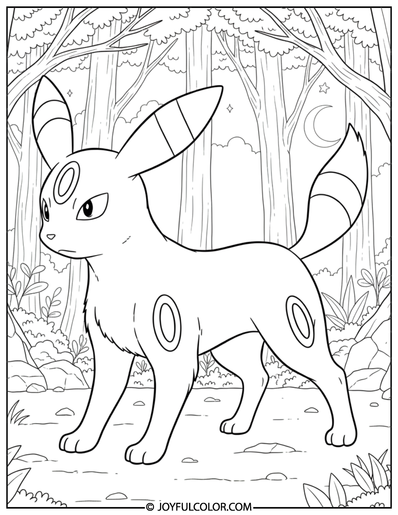 Umbreon Midnight Forest Coloring Page