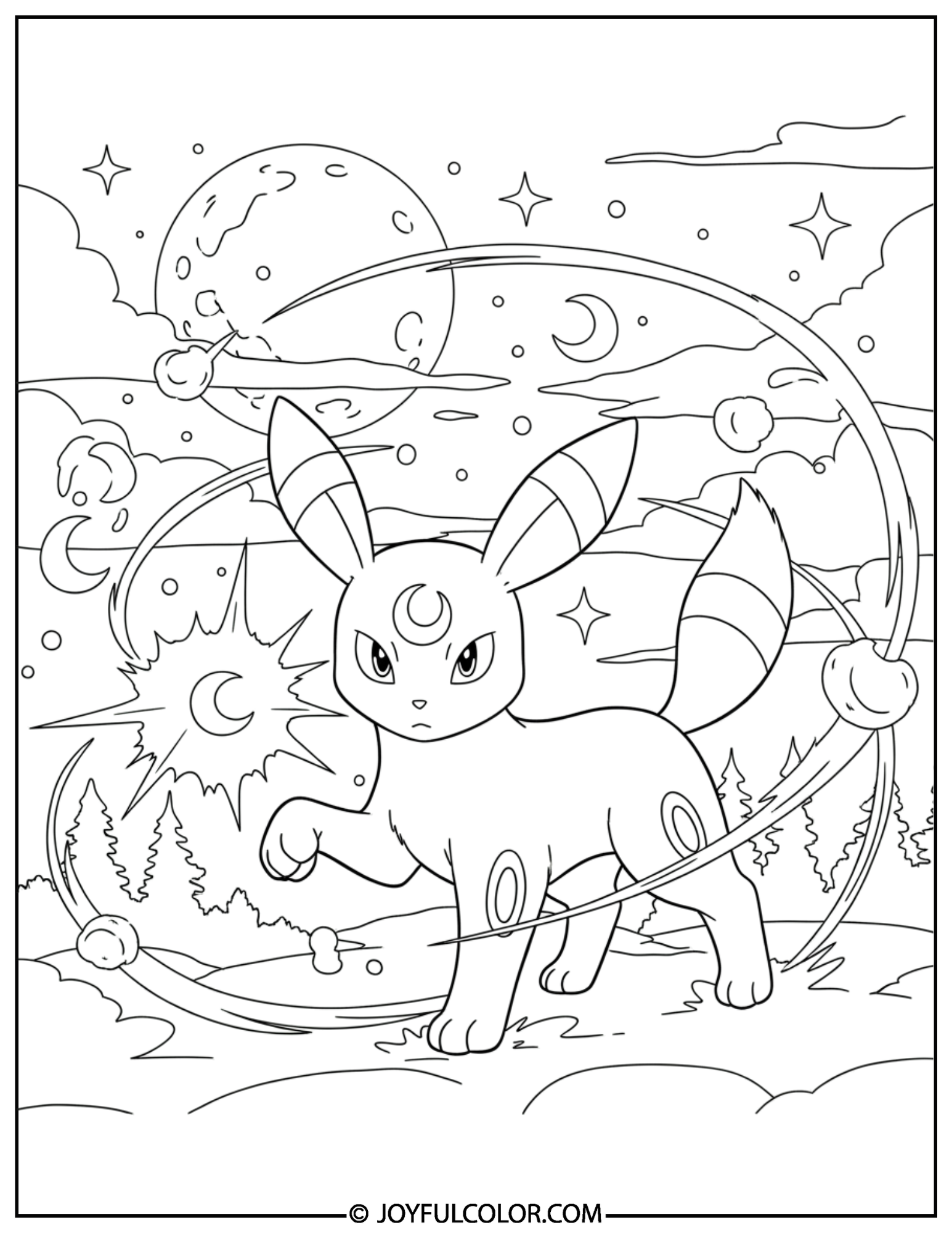 Umbreon Moonlight Attack Coloring Page