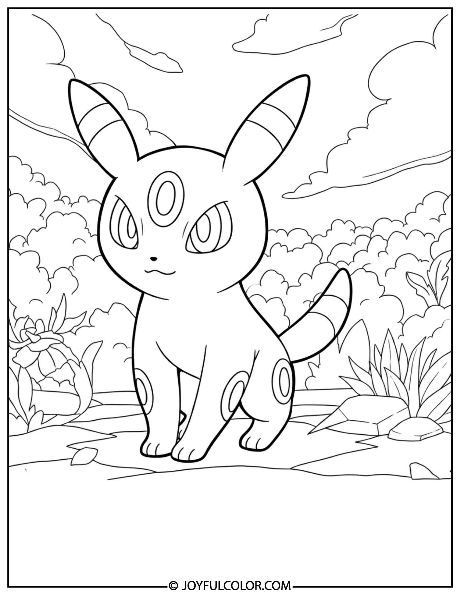 Umbreon Neon Rings Coloring Page