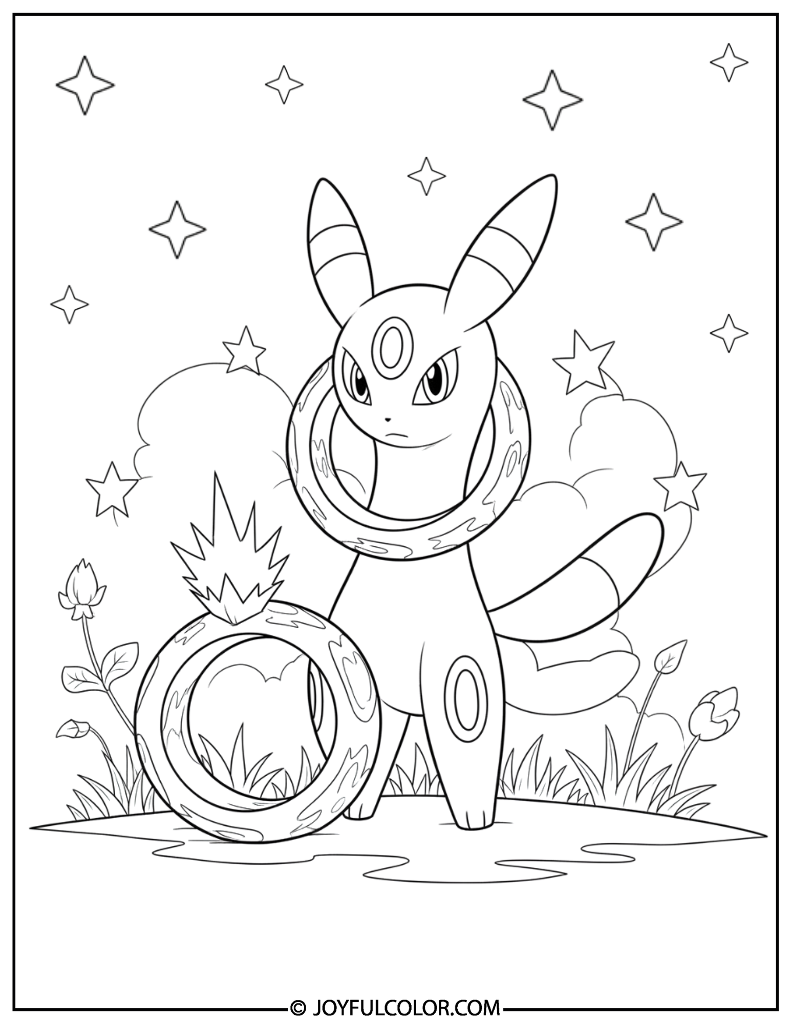 Umbreon Rings Lit Up Coloring Page