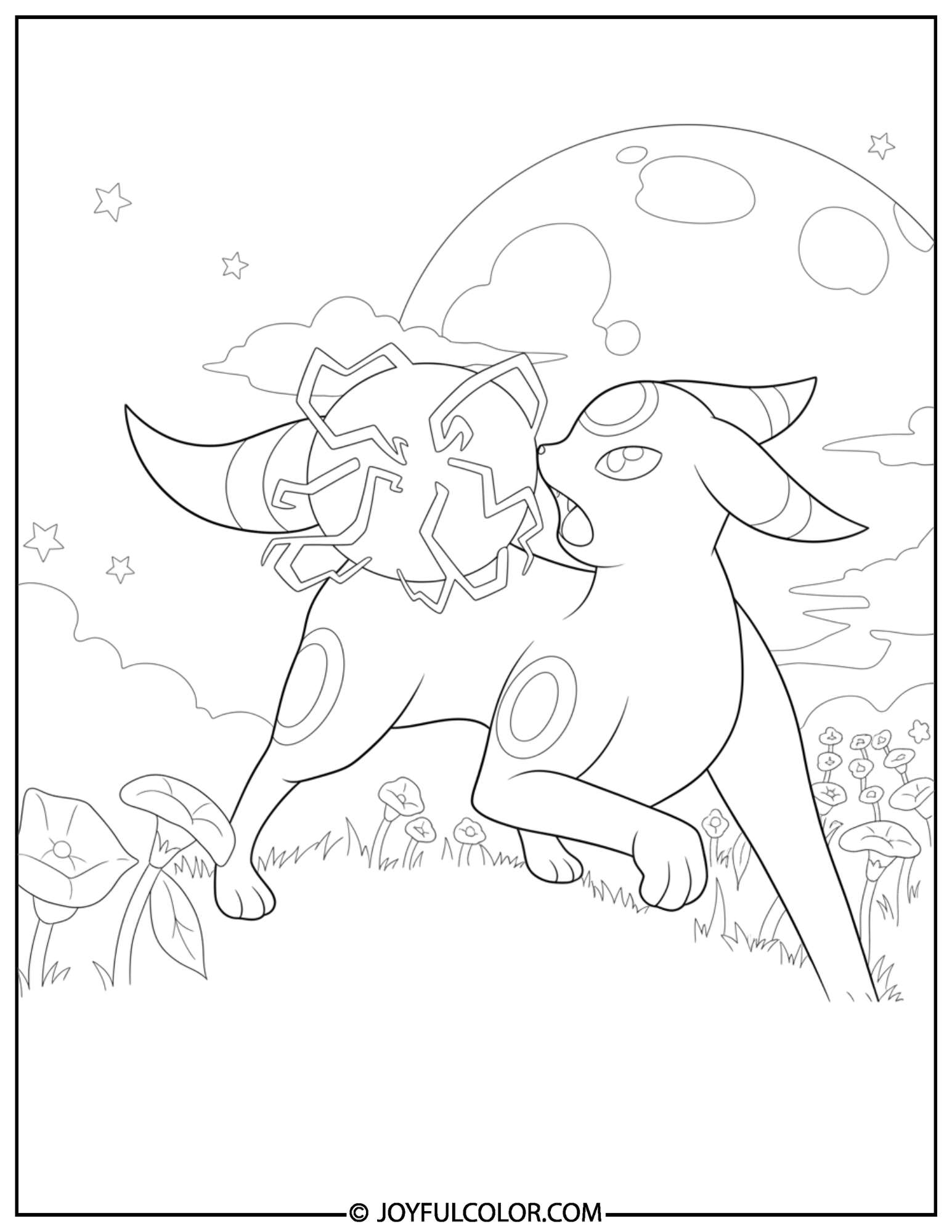 Umbreon Shadow Ball Coloring Page