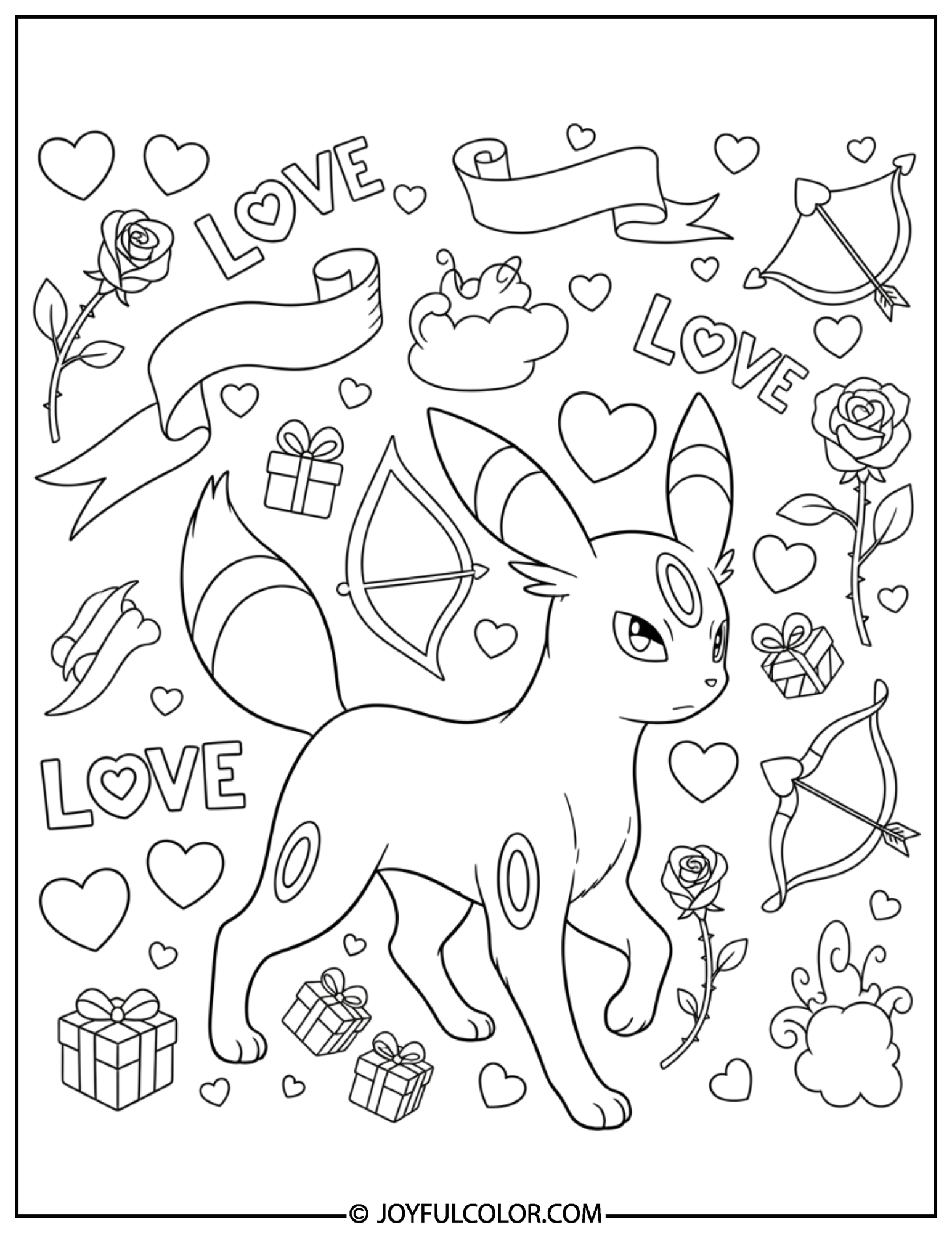 Umbreon Valentine Coloring Page