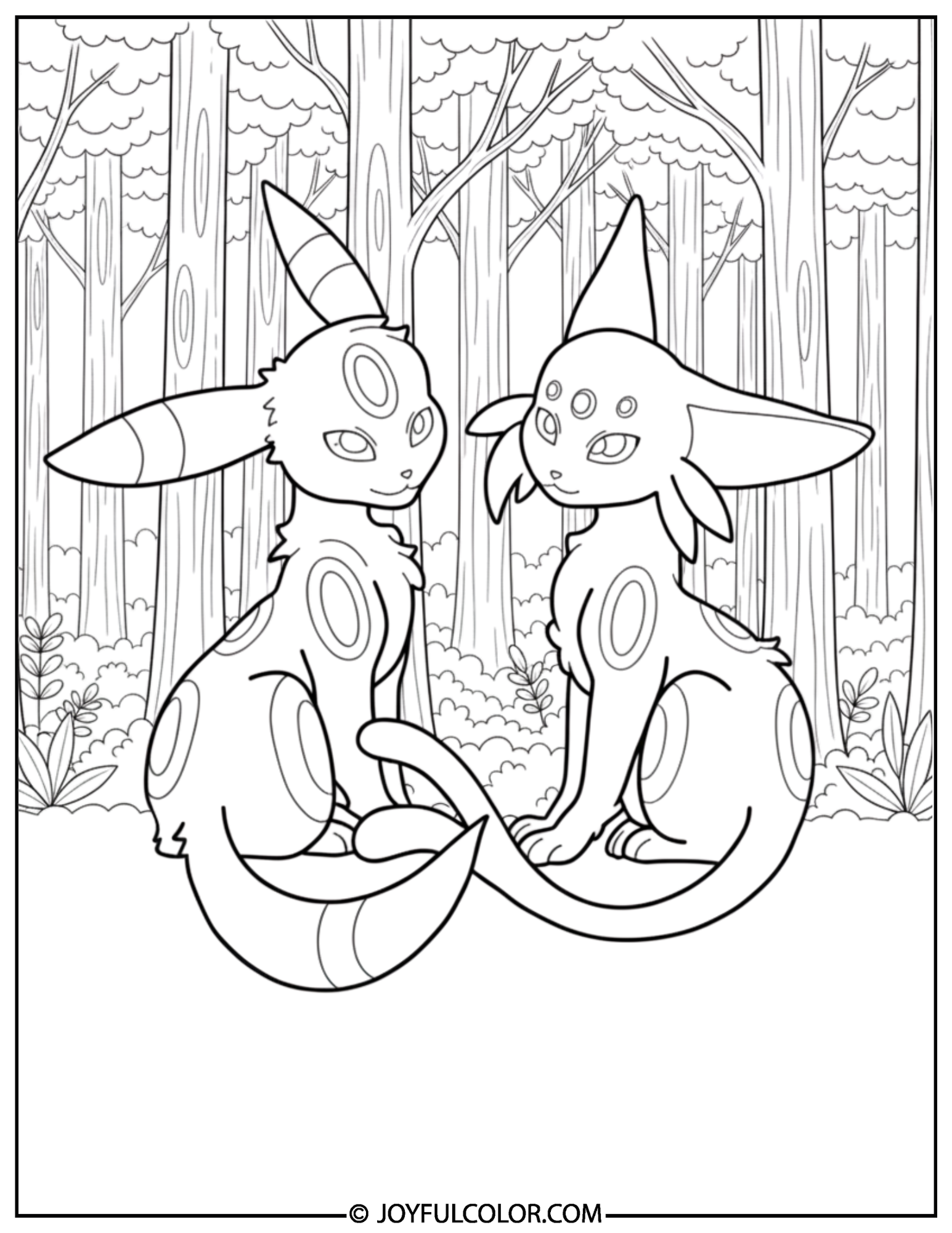 Umbreon and Espeon Coloring Page