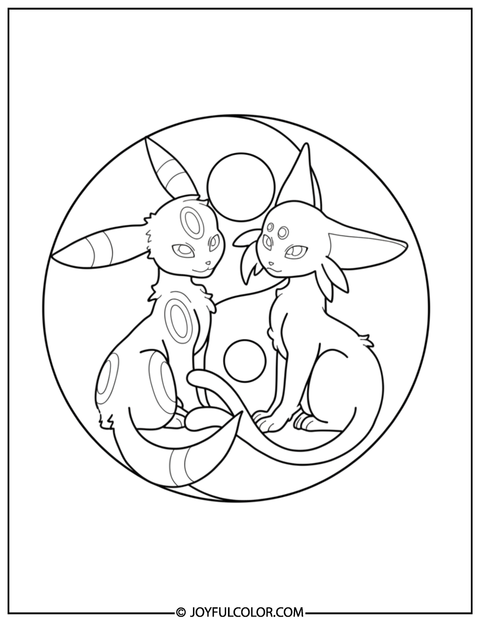 Umbreon and Espeon Yin Yang Coloring Page