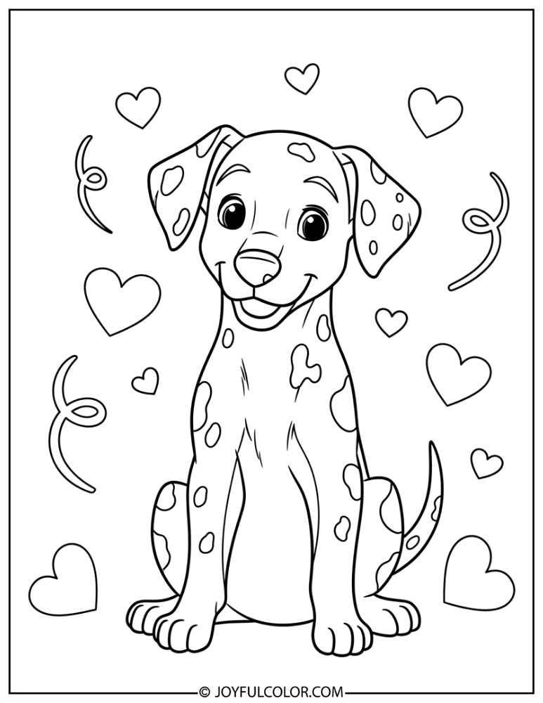 Valentine Dalmatian Coloring Page
