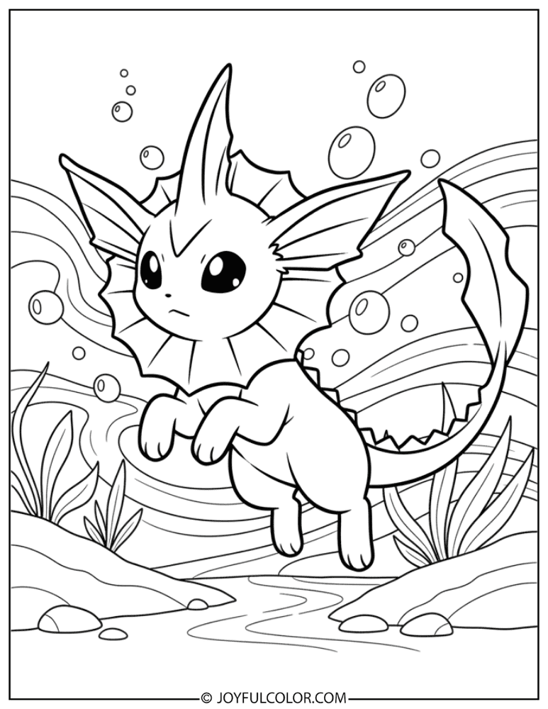 Vaporeon Jumping Coloring Page