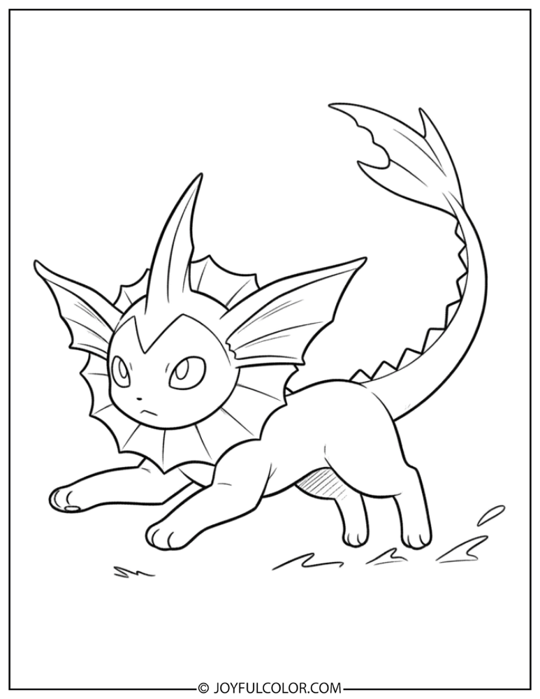 Vaporeon Running Coloring Page
