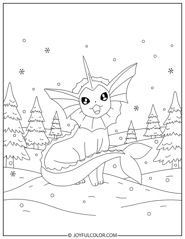 Vaporeon Winter Coloring Page