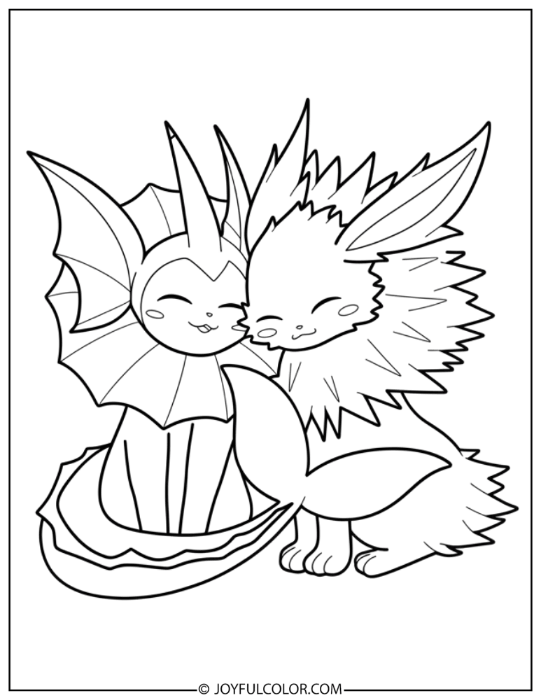 Vaporeon and Jolteon Coloring Page