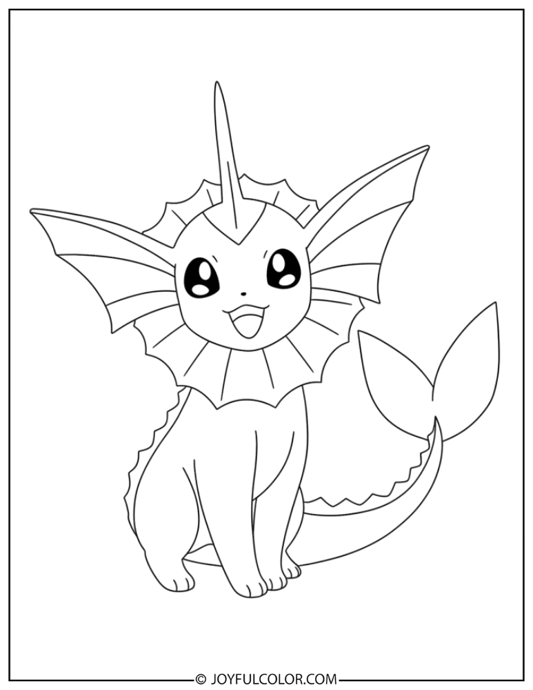 Vaporeon for Beginners Coloring Page