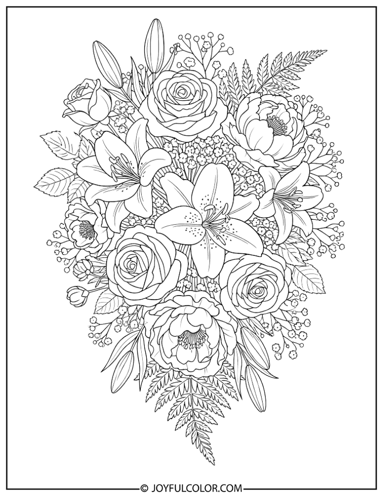 Victorian Floral Bouquet Coloring Page