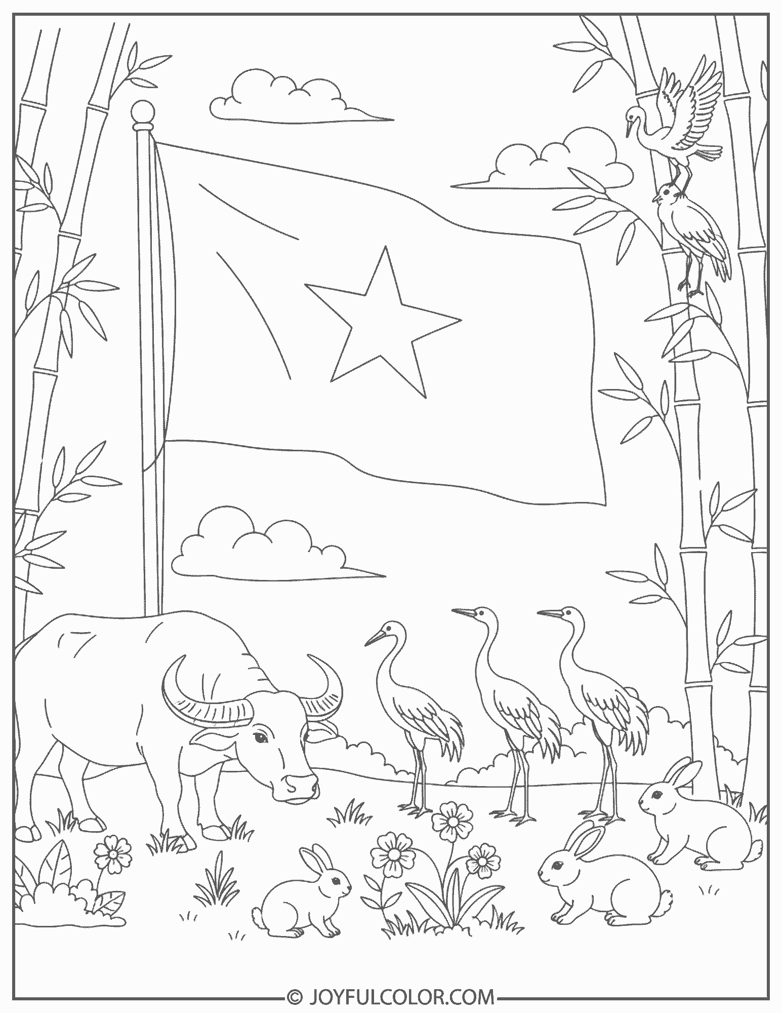 Vietnam Flag with Animals 2