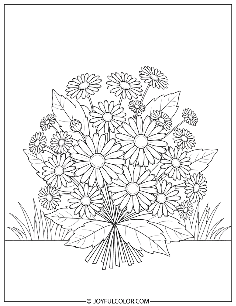 Vintage Daisy Bouquet Coloring Page