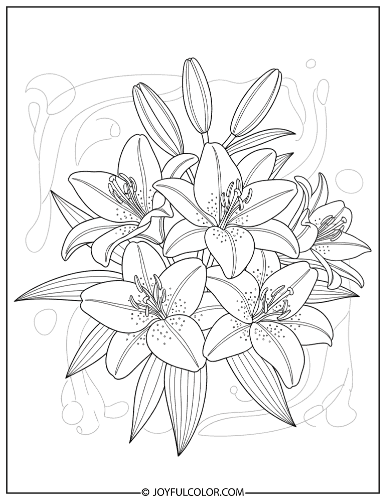 Vintage Lily Arrangement Coloring Page