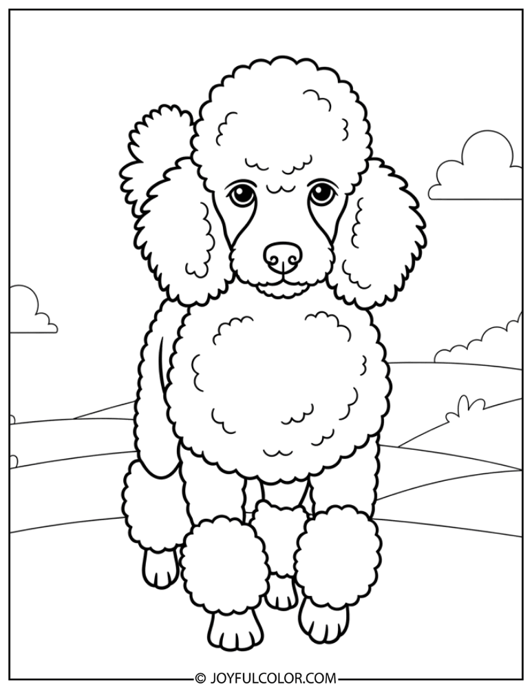 Walking Poodle Coloring Page
