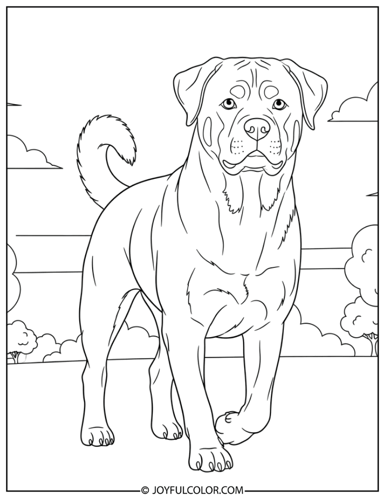 Walking Rottweiler Coloring Page
