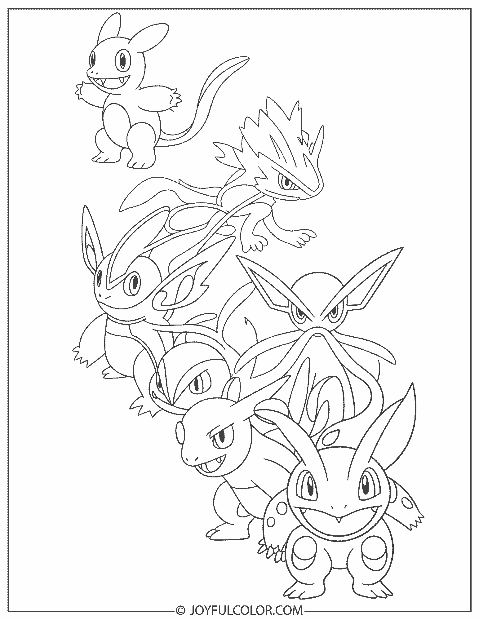 Water Starter Evolution Coloring Page