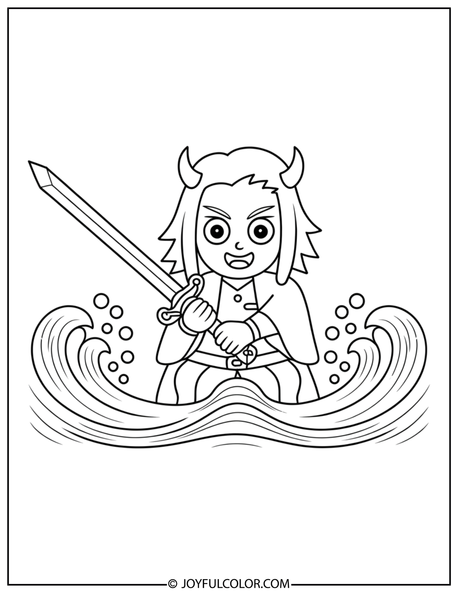 Water Style Attack Coloring Page