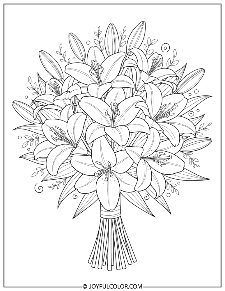 Wedding Lily Bouquet Coloring Page