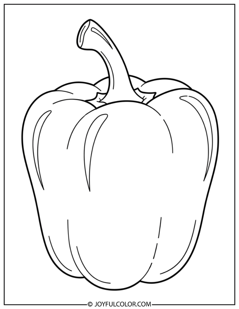 Whole Pepper with Stem Coloring Page