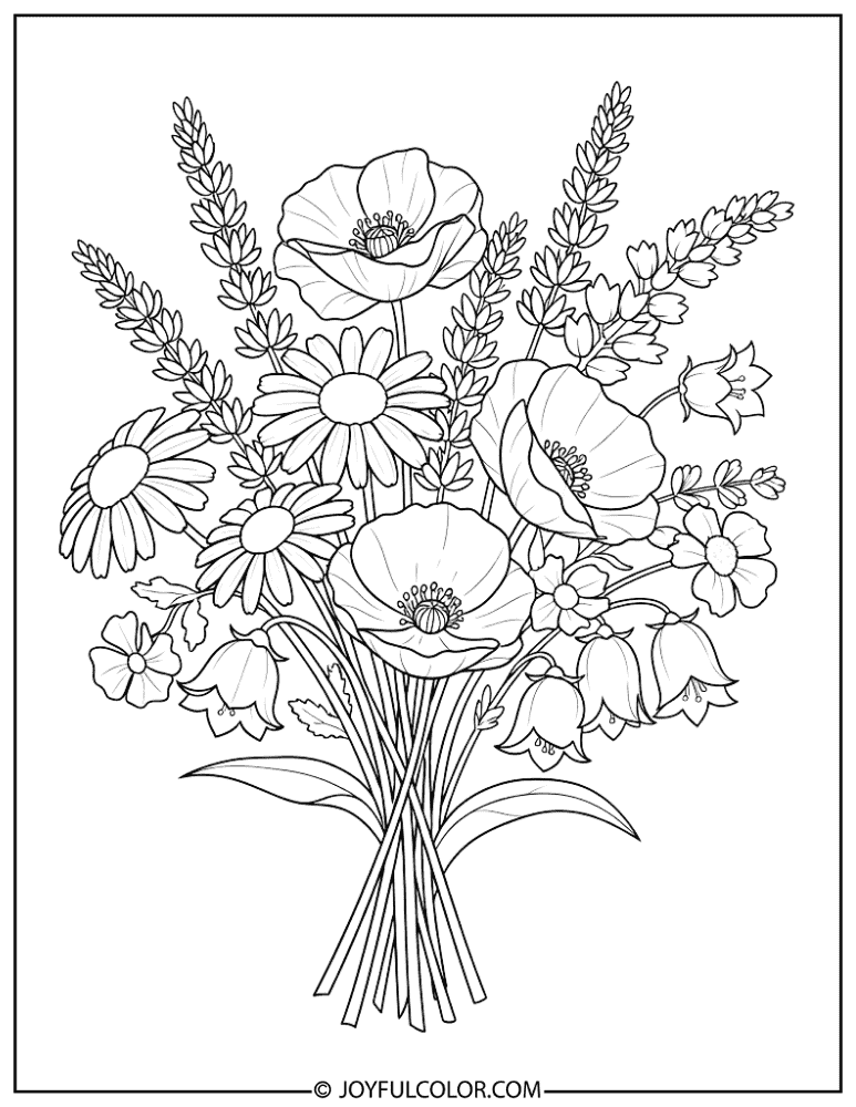 Wildflower Bouquet Coloring Page