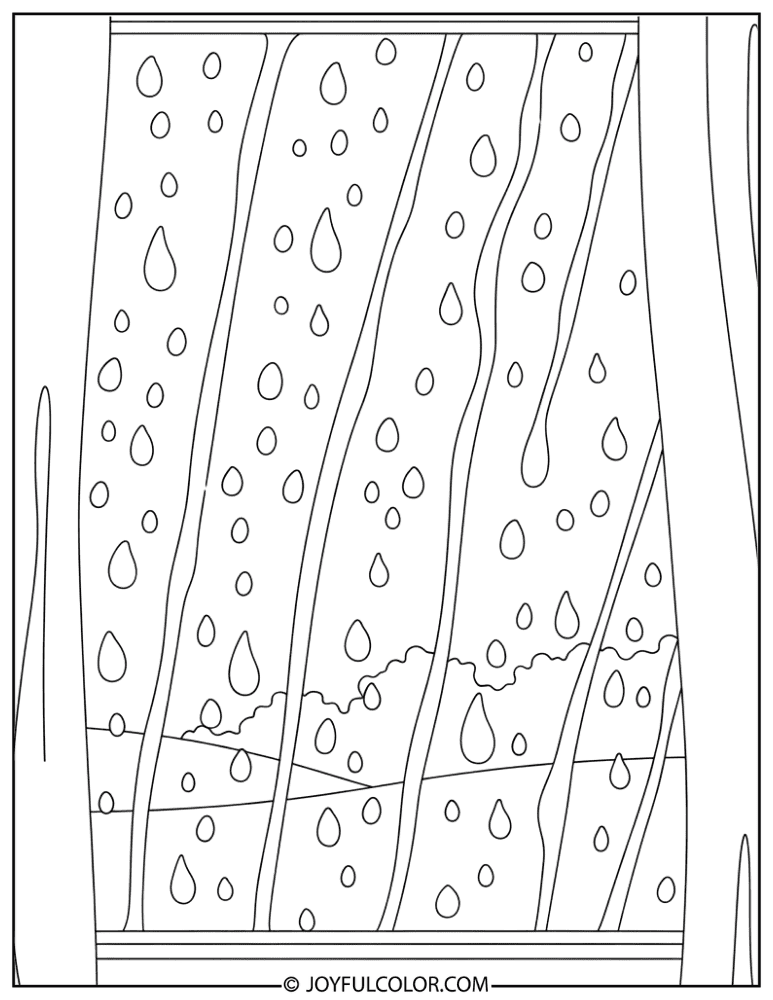 Window with Rain Drops Coloring Page