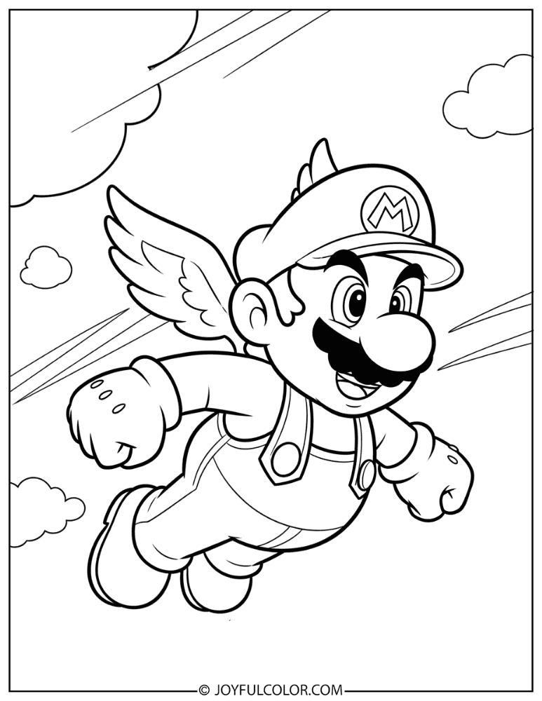 Wing Mario Coloring Page