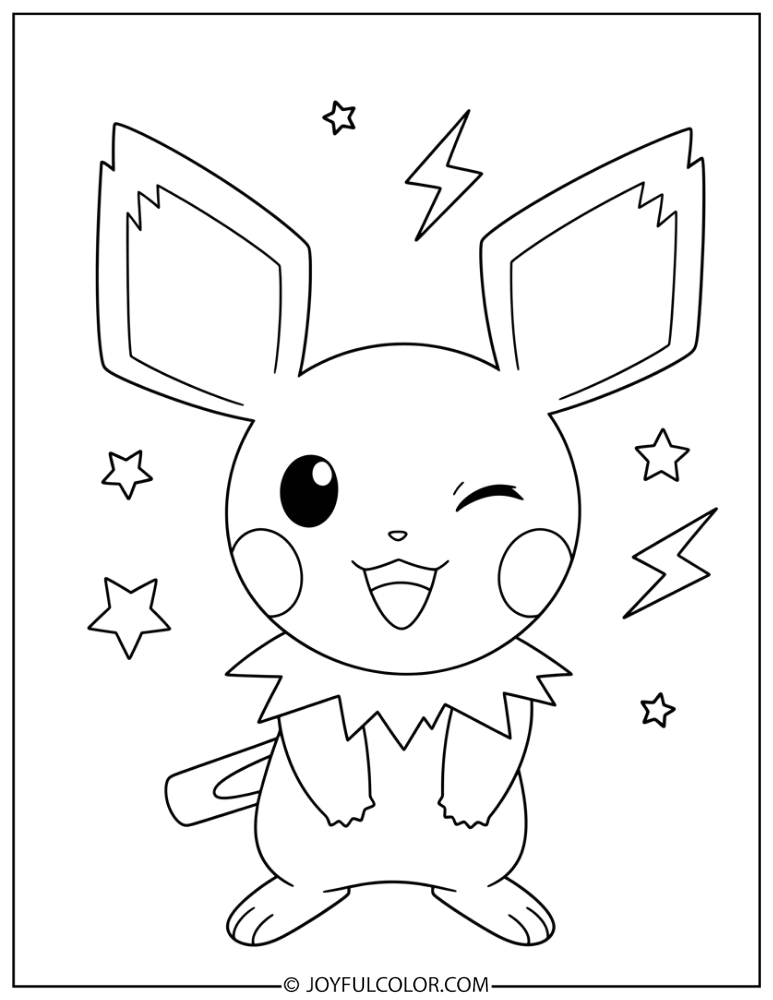 Winking Pichu Coloring Page