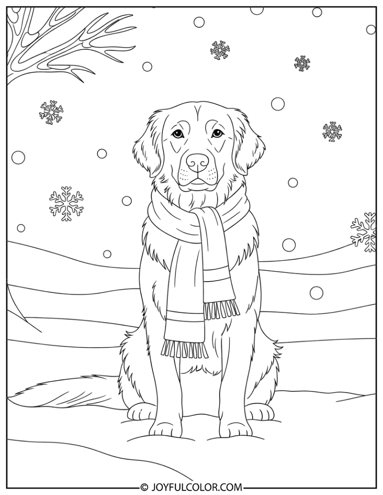 Winter Snow Retriever Coloring Page