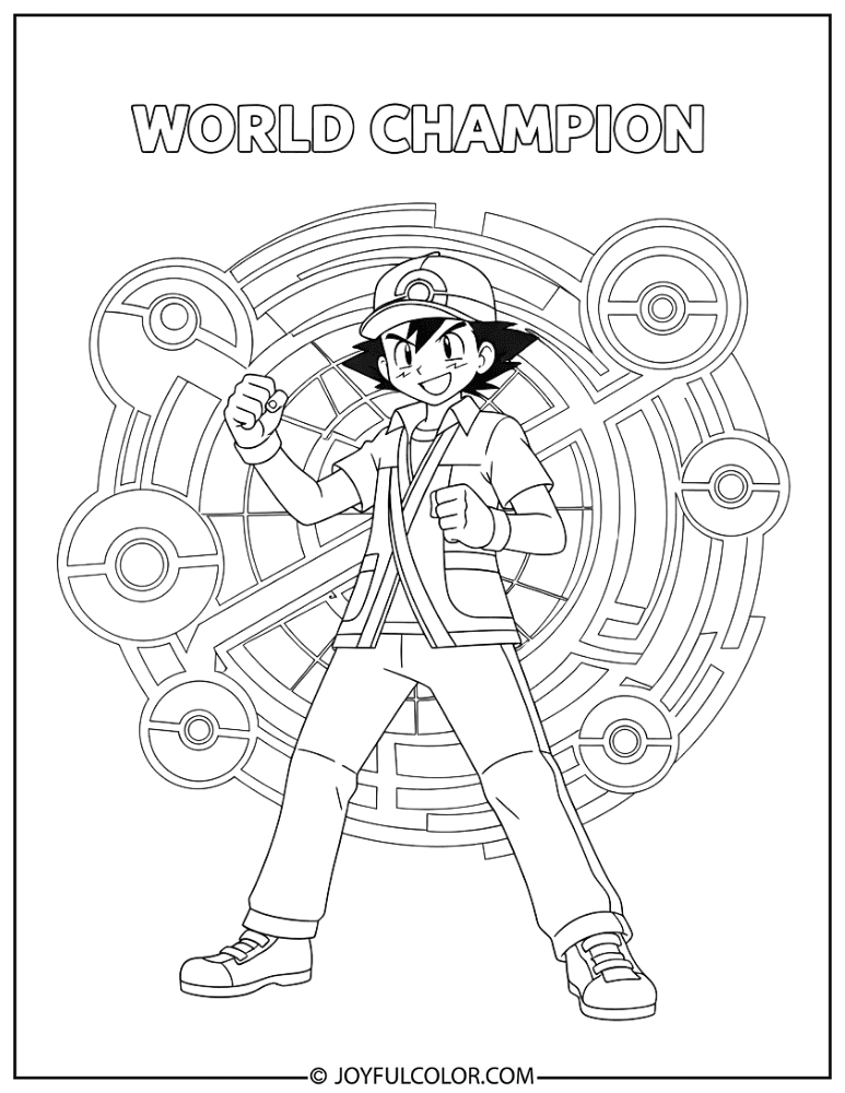 World Champion Ash Coloring Page