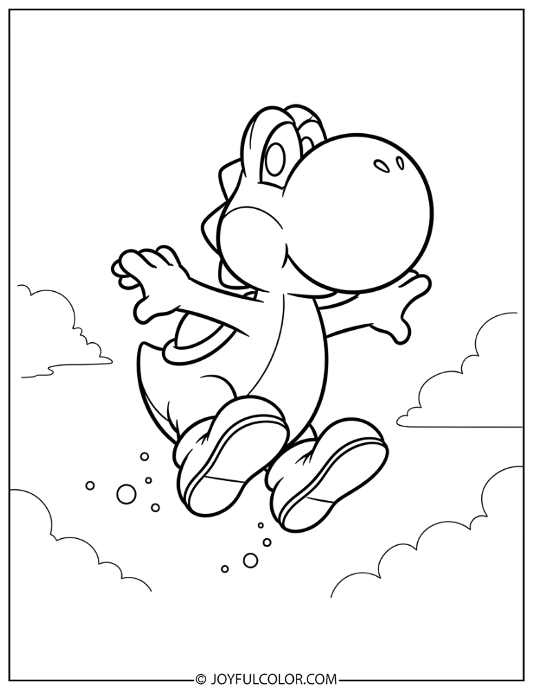 Yoshi Flutter Jump Coloring Page