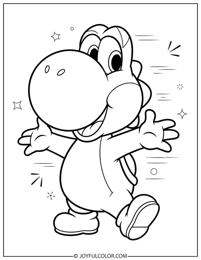 Yoshi Happy Coloring Page
