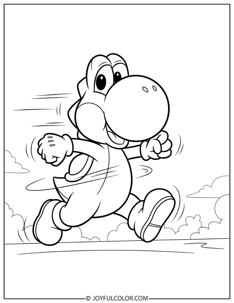 Yoshi Running Coloring Page